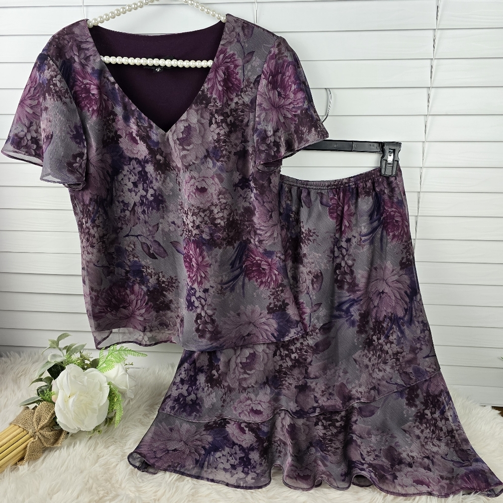 Vintage Kathy Roberts Blouse and Skirt Set